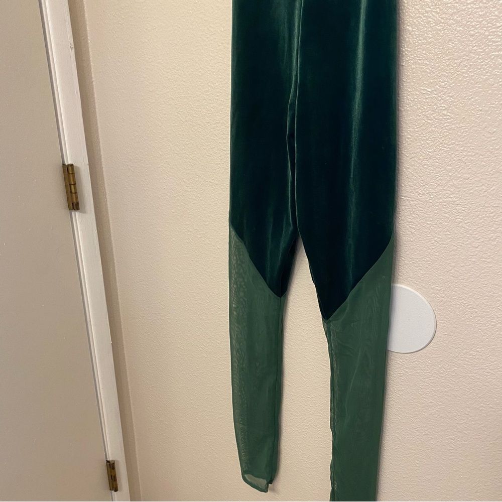 Kelle Dance Costume Solo Jumpsuit Unitard Shifting Lines 6152 Green Velvet La — image 4 of 8